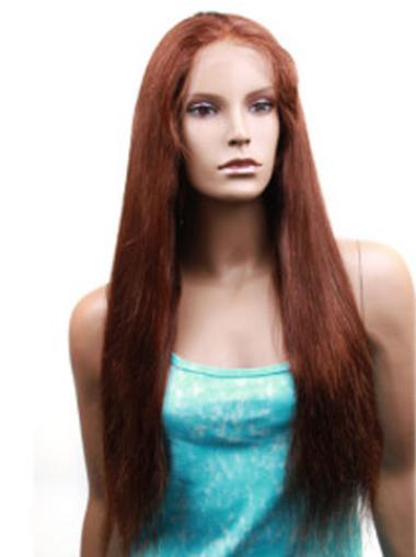 Long Auburn Remy Human Hair Wigs