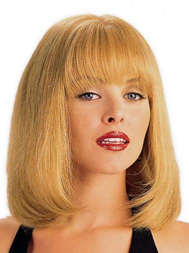 Blonde Straight Monofilament Human Hair Wigs