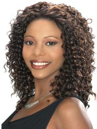 Curly Brown Lace Front Synthetic African American Wigs