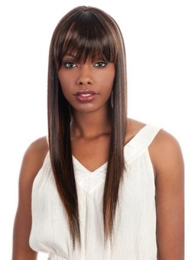 Fashionable Brown Straight Synthetic African American Wigs