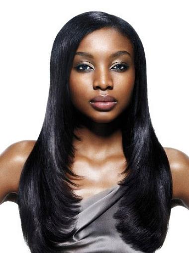 Long Black Straight African American Wigs