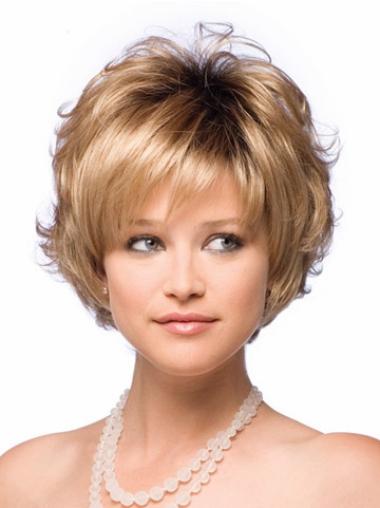 Short Brown Wavy Synthetic Wigs