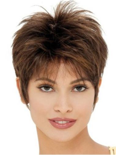 Stylish Cropped Brown Straight Synthetic Wigs
