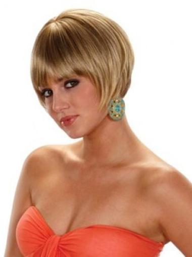 Fashion Short Blonde Straight Synthetic Wigs