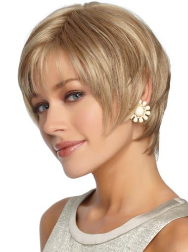 Cheap Short Blonde Straight Synthetic Wigs